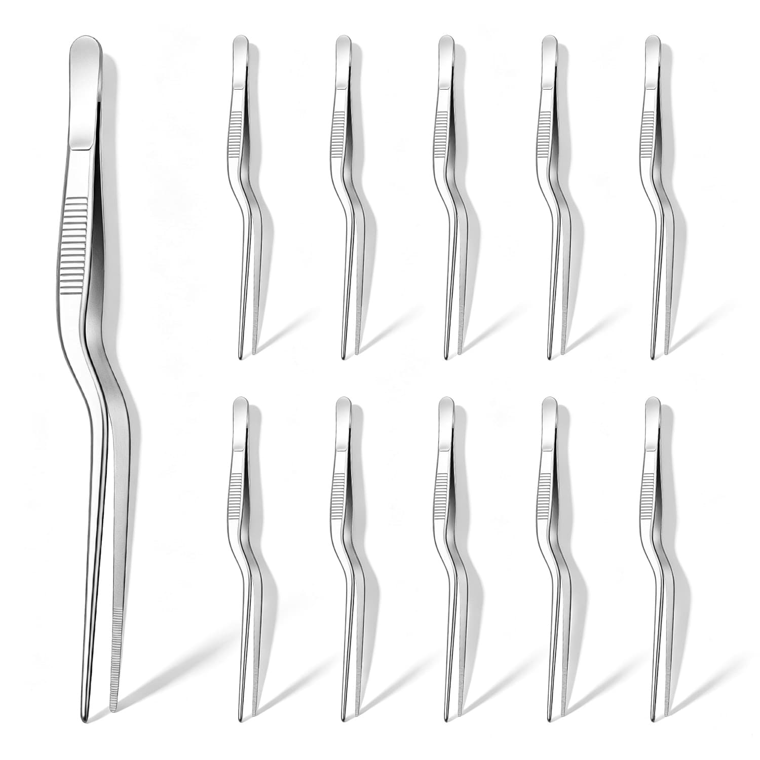 Stainless Steel Offset Chef Tweezers – 8inch & 12inch Precision Plating Tool